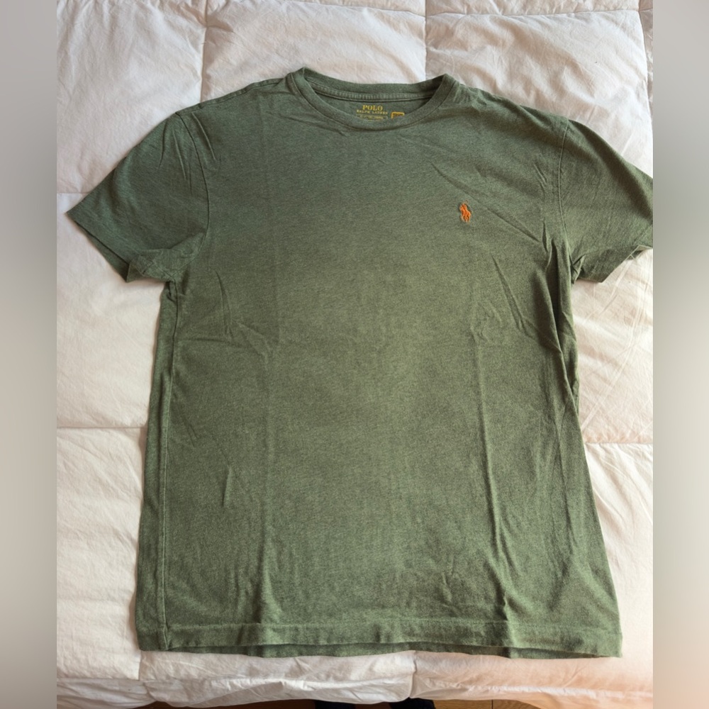 Polo by Ralph Lauren Men's Olive Green T-Shirt w orange pony size small